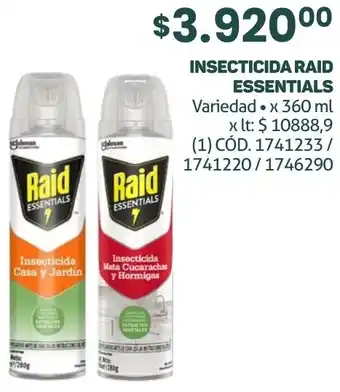 Makro INSECTICIDA RAID ESSENTIALS Variedad.x 360ml oferta