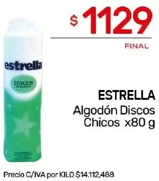 Nini Mayorista ESTRELLA Algodón Discos Chicos x 80g oferta