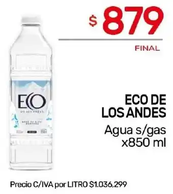 Nini Mayorista ECO DE LOS ANDES Agua s/gas x 850ml oferta