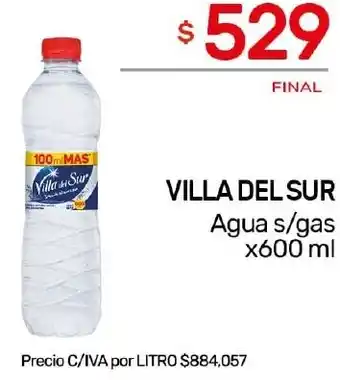 Nini Mayorista VILLA DEL SUR Agua s/gas x 600ml oferta