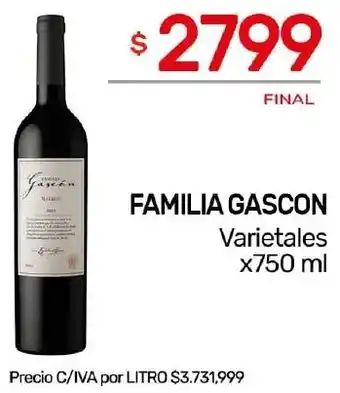 Nini Mayorista FAMILIA GASCON Varietales x 750ml oferta