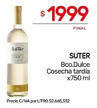 Nini Mayorista SUTER Bco.Dulce Cosecha tardía x 750ml oferta