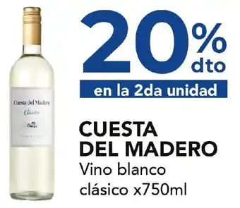 Nini Mayorista CUESTA DEL MADERO Vino blanco clásico x 750ml oferta