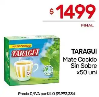 Nini Mayorista TARAGUI Mate Cocido Sin Sobre x 50 uni oferta
