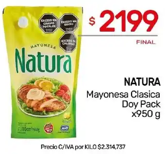 Nini Mayorista NATURA Mayonesa Clasica Doy Pack x 950g oferta