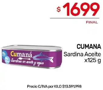 Nini Mayorista CUMANA Sardina Aceite x 125g oferta