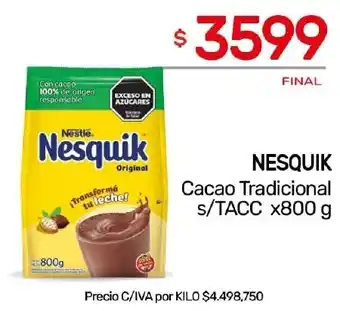 Nini Mayorista NESQUIK Cacao Tradicional s/TACC x 800g oferta