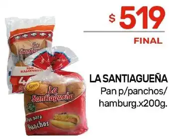 Nini Mayorista LA SANTIAGUEÑA Pan p/panchos/ hamburgx 200g oferta