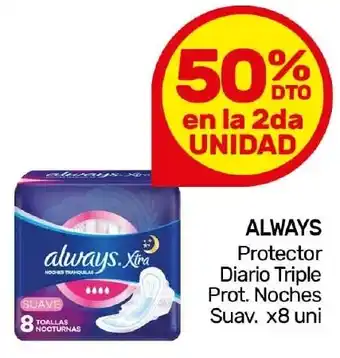 Nini Mayorista ALWAYS Protector Diario Triple Prot. Noches Suav. x 8 uni oferta