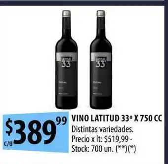 Punto Mayorista Vino Latitud 33° x 750cc oferta