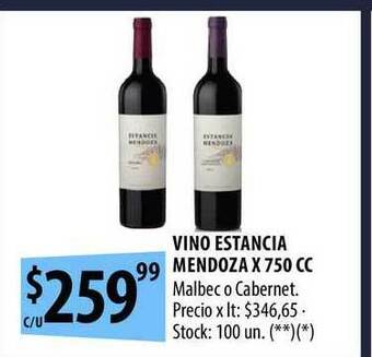 Punto Mayorista Vino Estancia Mendoza x 750cc oferta