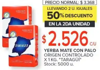 Carrefour YERBA MATE CON PALO ORIGEN CONTROLADO X 1KG oferta