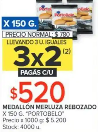 Carrefour PORTOBELO MEDALLÓN MERLUZA REBOZADO X 150G oferta