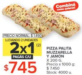 PIZZA PALITA MUZZARELLA Y JAMÓN X 200G
