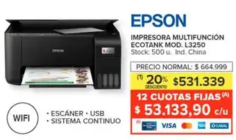 Carrefour EPSON IMPRESORA MULTIFUNCIÓN ECOTANK MOD. L3250 oferta