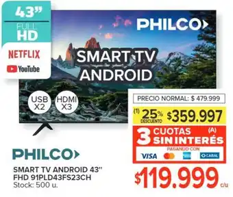 Carrefour PHILCO SMART TV ANDROID 43" FHD 91PLD43FS23CH oferta