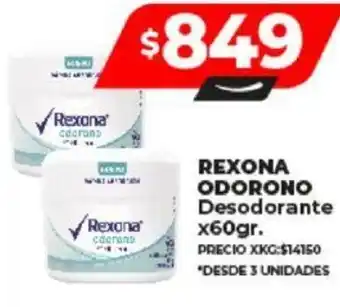 Supermayorista Vital REXONA ODORONO Desodorante x 60gr oferta