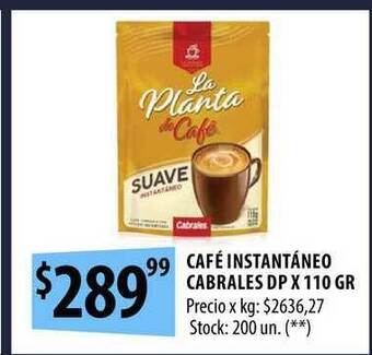 Punto Mayorista Café Instantáneo Cabrales Dp x 110gr oferta
