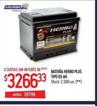 Punto Mayorista Batería Herbo Plus Tipo 65 Ah oferta