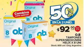 Carrefour Maxi O.b Tampones Super Medio Mini Helix 50% Off En La 2 Unid. oferta