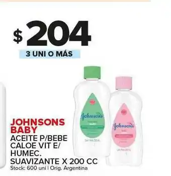 Carrefour Maxi Johnsons Baby Aceite P Bebe Caloe Vit E Humec. Suavizante x 200cc oferta