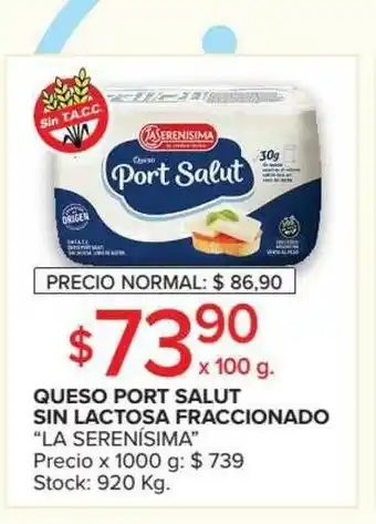 Carrefour Queso Port Salut Sin Lactosa Fraccionado x 1000g oferta