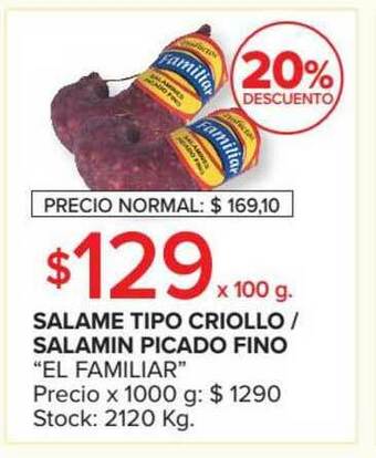 Carrefour Salame Tipo Criollo - Salamin Picado Fino oferta