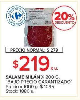 Carrefour Salame Milán X 200g oferta