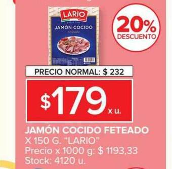Carrefour Jamón Cocido Feteado X 150 G oferta