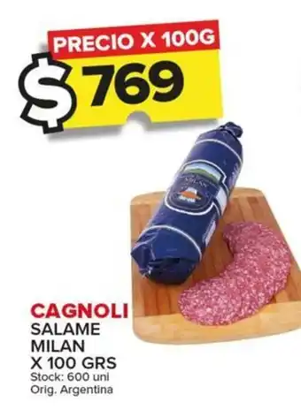 Carrefour Maxi CAGNOLI SALAME MILAN X 100 GRS oferta
