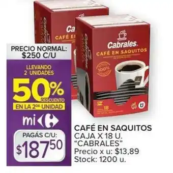 Carrefour Café En saquitos Caja x 18u oferta