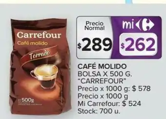 Carrefour Café Molido Bolsa x 500g oferta