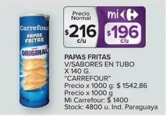 Carrefour Papas Fritas V/Sabores En Tubo x 140g oferta