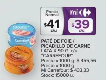 Carrefour Carrefour Paté De Foie Picadillo De Carne x 90g oferta