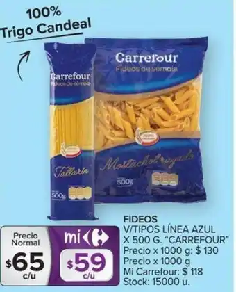 Carrefour Fideos V/Tipos Línea Azul x 500g oferta