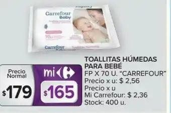 Carrefour Toallitas Húmedas Para Bebé x 70u oferta