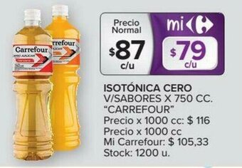 Carrefour Carrefour Isotónica Cero V/Sabores x 750cc oferta