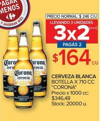 Carrefour Corona Cerveza Blanca Botella x 710cc oferta