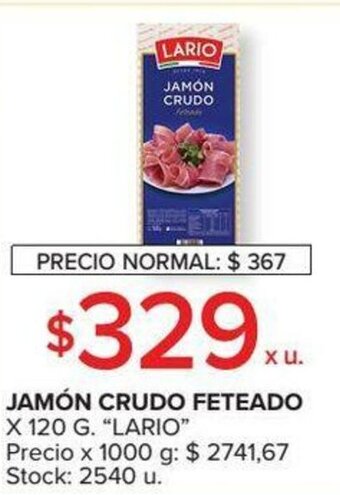 Carrefour Lario Jamón Crudo Feteado x 120g oferta