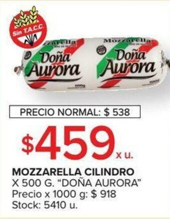 Carrefour Doña Aurora Mozzarella Cilindro x 500g oferta