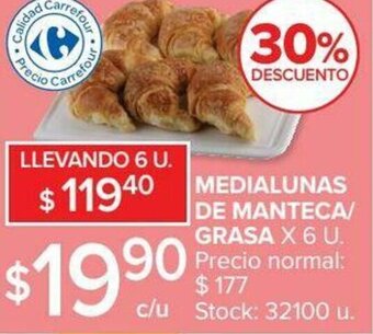 Carrefour Medialunas De Manteca Grasa x 6u oferta
