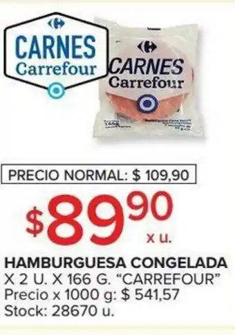 Carrefour Carrefour Hamburguesa Congelada x 2u oferta