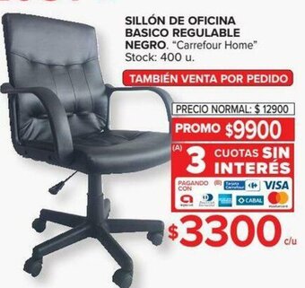 Carrefour Sillón De Oficina Basico Regulable Negro oferta