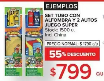 Carrefour Set tubo Con Alfombra Y 2 Autos Juego Súper oferta