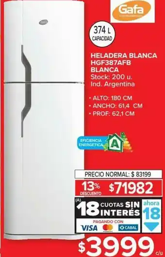 Carrefour Gafa Heladera Blanca HGF387AFB Blanca oferta