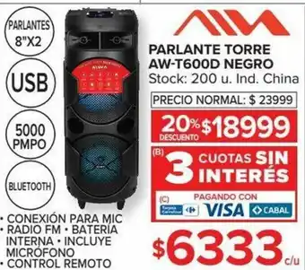 Carrefour Parlante Torre AW-T600D Negro oferta