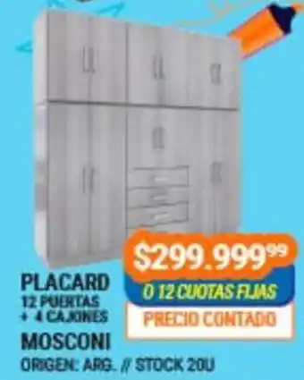 MOSCONI PLACARD 12 PUERTAS + 4 CAJONES