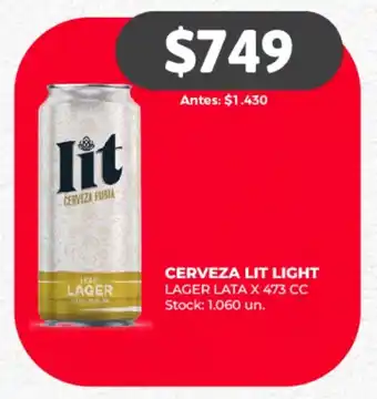 Supermercados Tadicor CERVEZA LIT LIGHT LAGER LATA X 473CC oferta