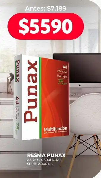 Supermercados Tadicor RESMA PUNAX A4 75G X 500 HOJAS oferta