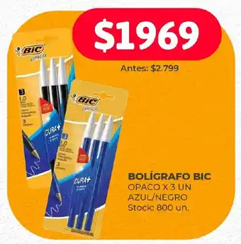 Supermercados Tadicor BOLÍGRAFO BIC OPACO X 3 UN AZUL/NEGRO oferta